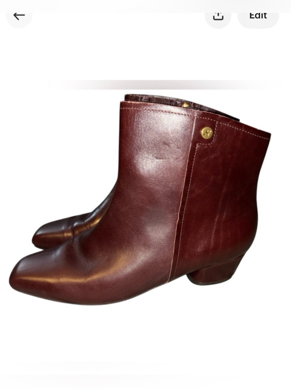 Naturalizer Womens Raffee Burgundy Leather Ankle Boots Size 8 M